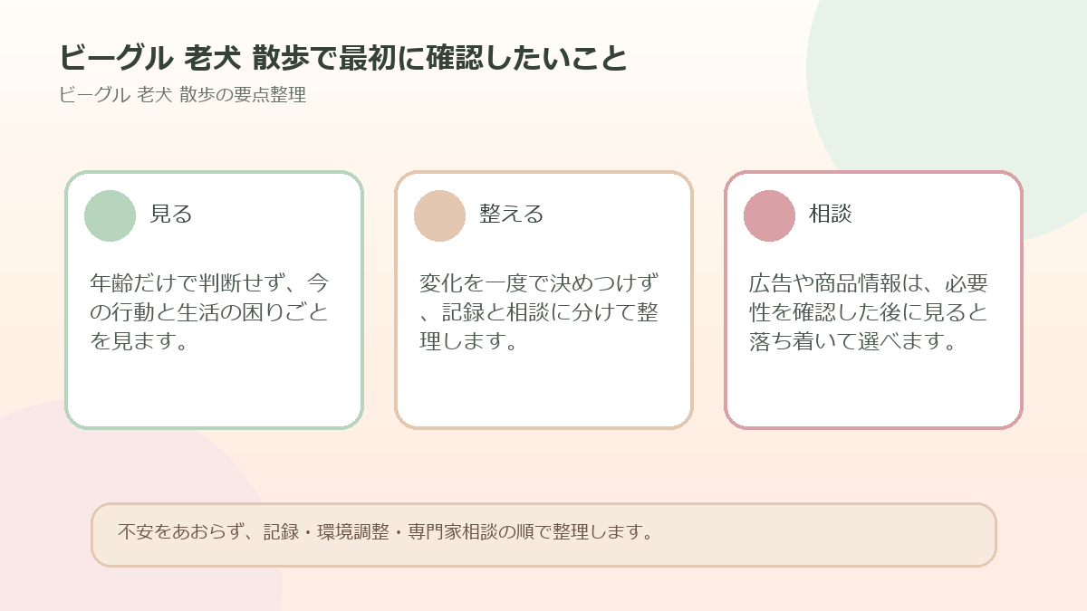 ビーグル 老犬 散歩で最初に確認したいことを整理した図解