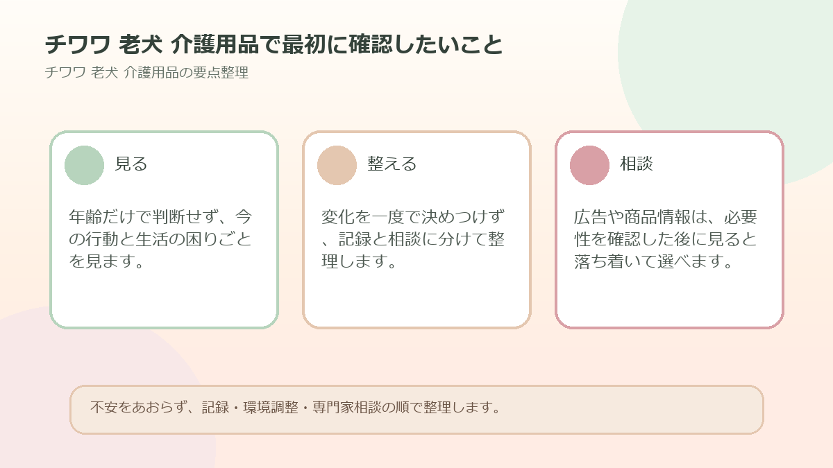 チワワ 老犬 介護用品で最初に確認したいことを整理した図解