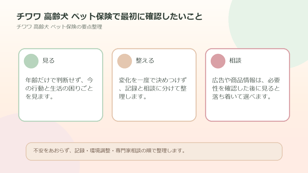チワワ 高齢犬 ペット保険で最初に確認したいことを整理した図解