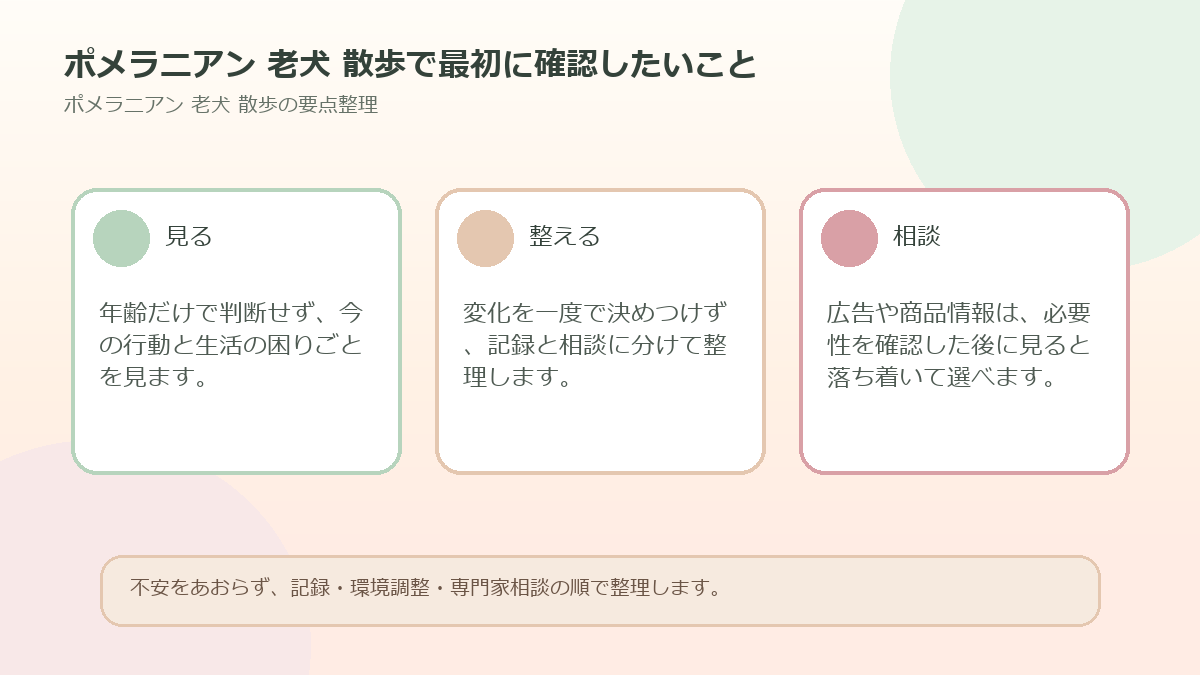 ポメラニアン 老犬 散歩で最初に確認したいことを整理した図解