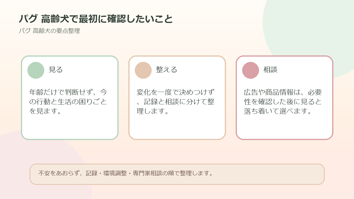 パグ 高齢犬で最初に確認したいことを整理した図解