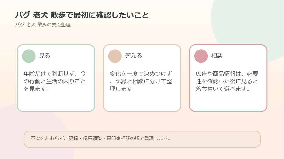 パグ 老犬 散歩で最初に確認したいことを整理した図解