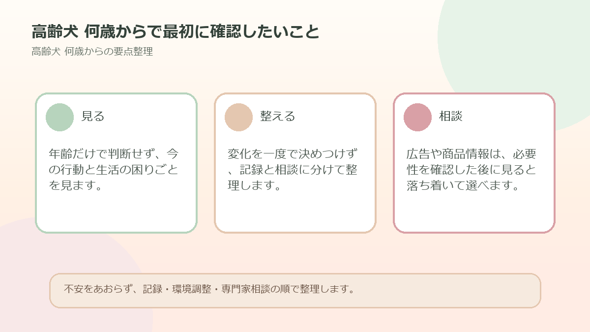高齢犬 何歳からで最初に確認したいことを整理した図解