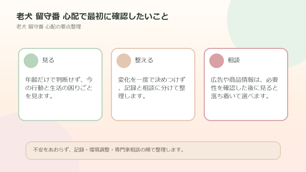 老犬 留守番 心配で最初に確認したいことを整理した図解