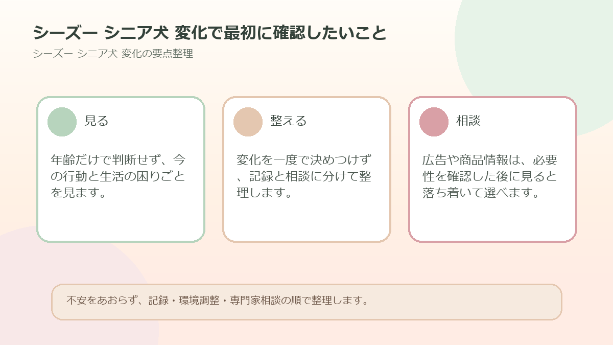 シーズー シニア犬 変化で最初に確認したいことを整理した図解