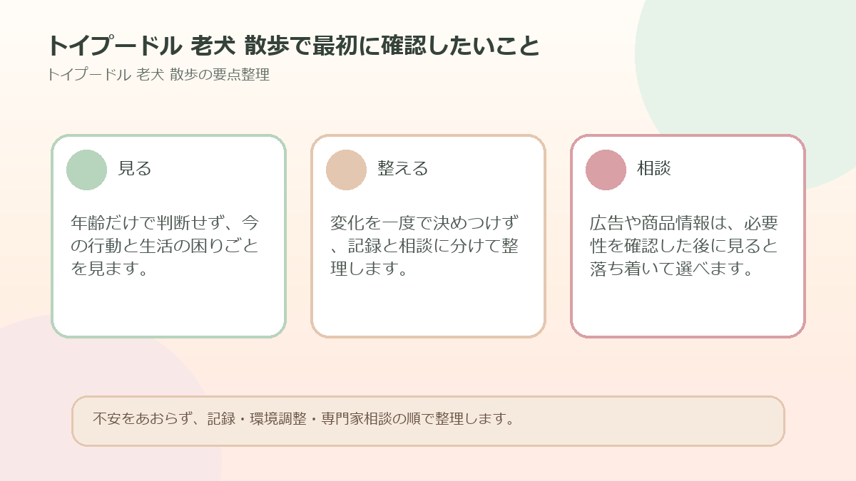 トイプードル 老犬 散歩で最初に確認したいことを整理した図解