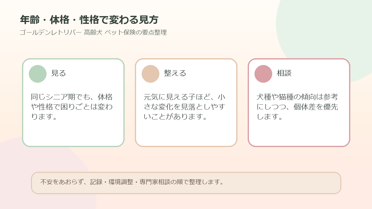 年齢・体格・性格で変わる見方を整理した図解