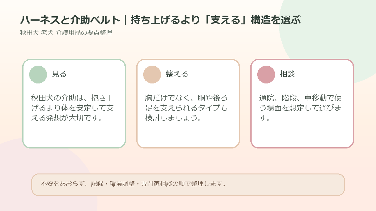 ハーネスと介助ベルト｜持ち上げるより「支える」構造を選ぶを整理した図解