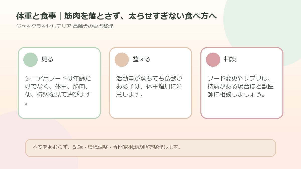 体重と食事｜筋肉を落とさず、太らせすぎない食べ方へを整理した図解