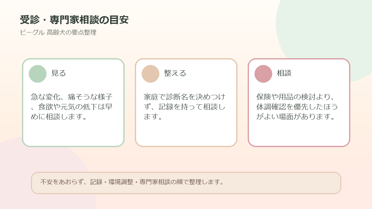 受診・専門家相談の目安を整理した図解