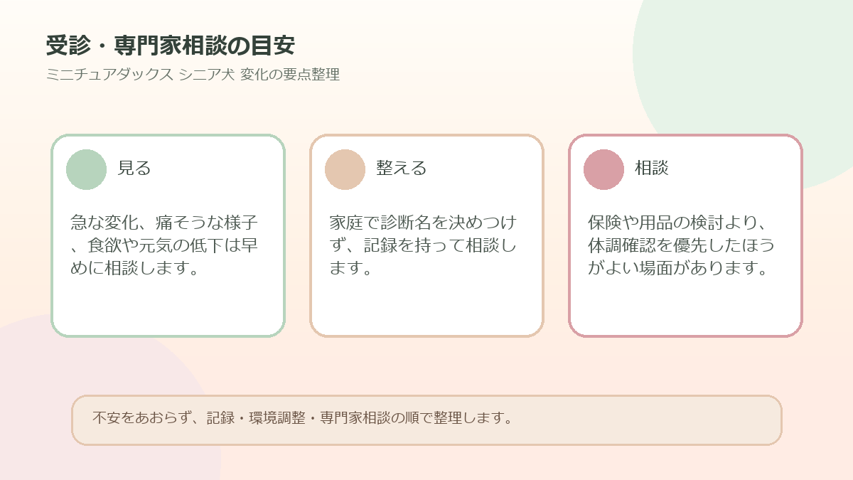 受診・専門家相談の目安を整理した図解