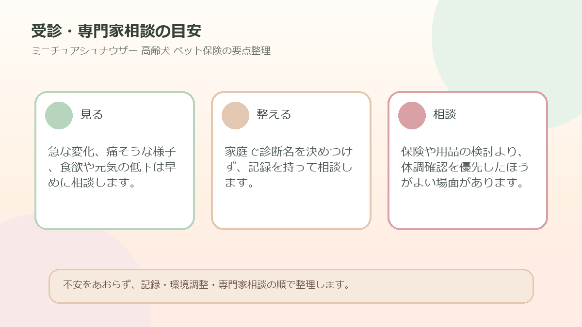 受診・専門家相談の目安を整理した図解