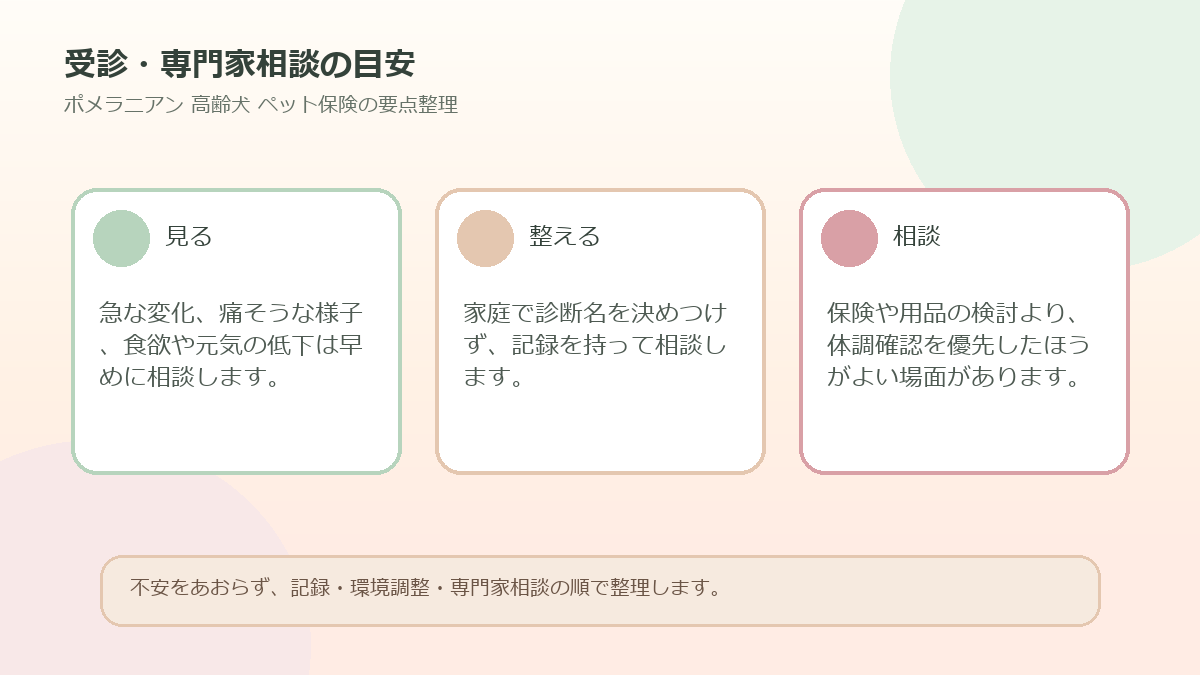 受診・専門家相談の目安を整理した図解