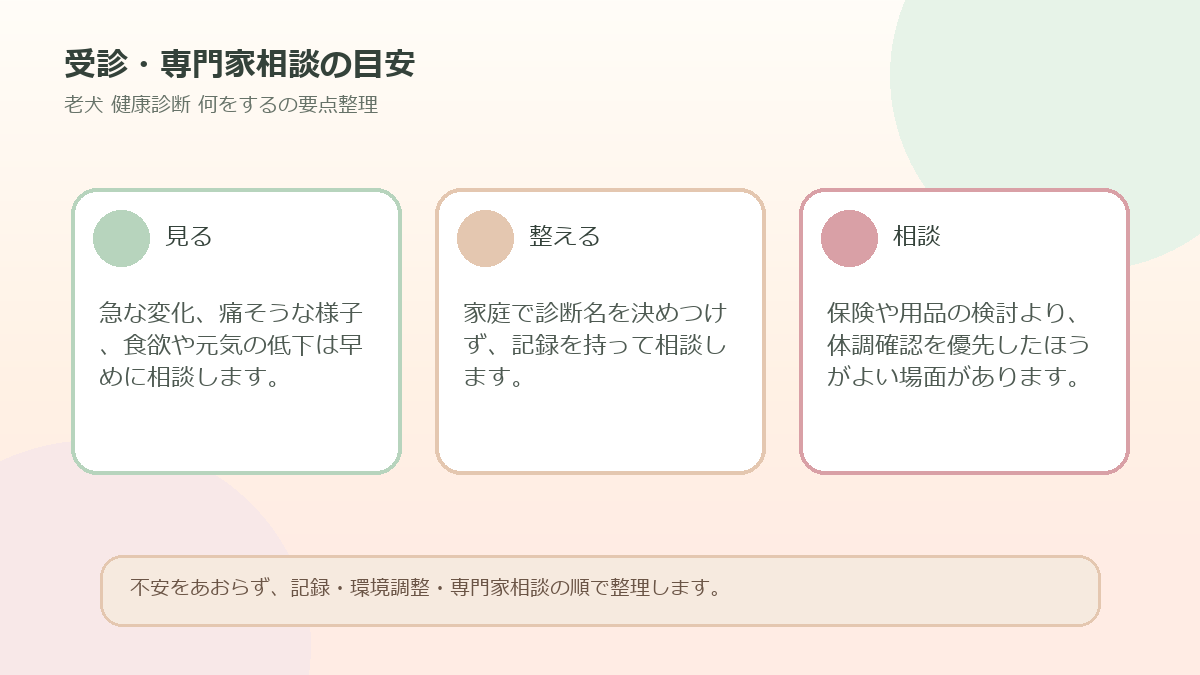 受診・専門家相談の目安を整理した図解