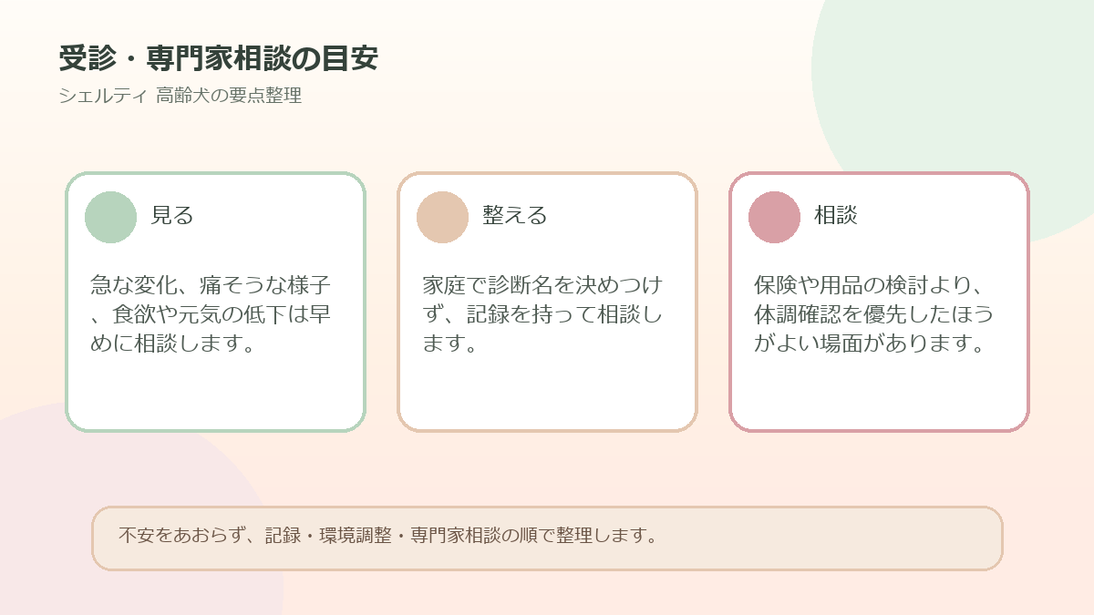 受診・専門家相談の目安を整理した図解